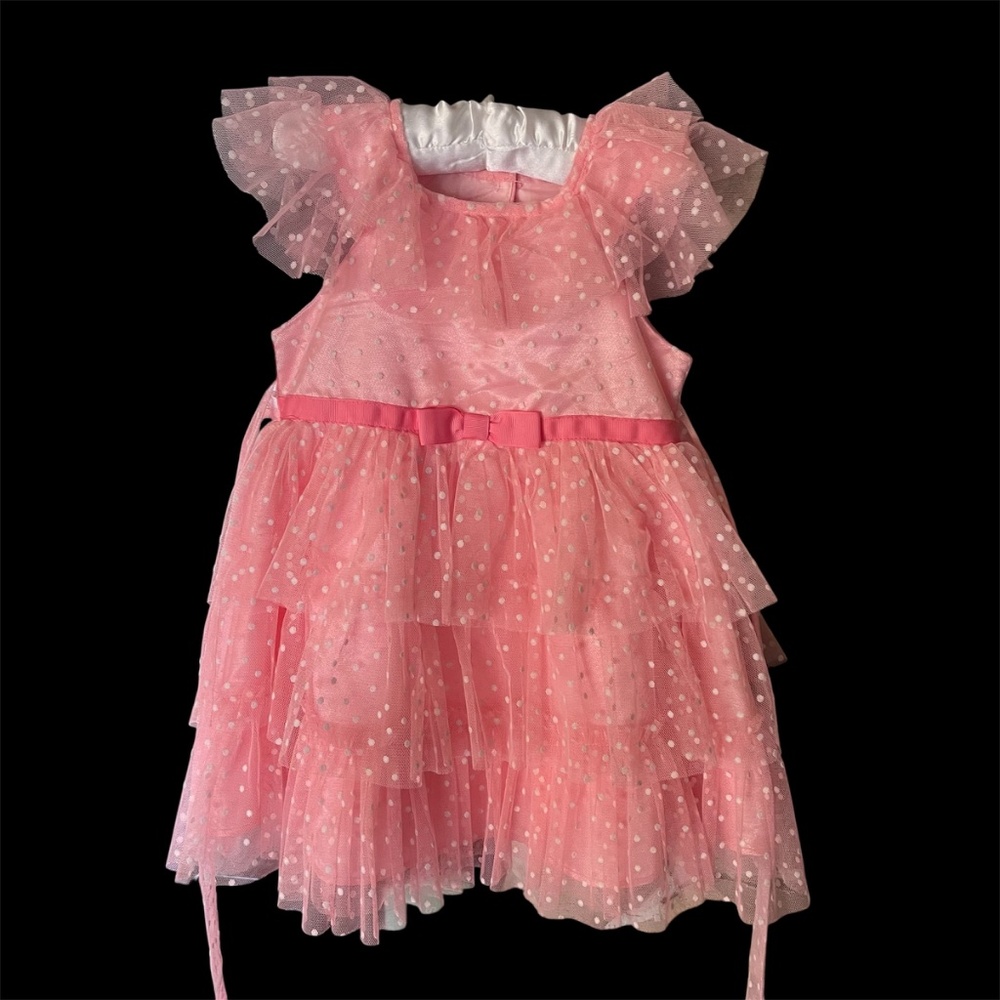 Pink Polka Dot Tulle Dress Jona Michelle Easter Dress 24M 2T Toddler Party